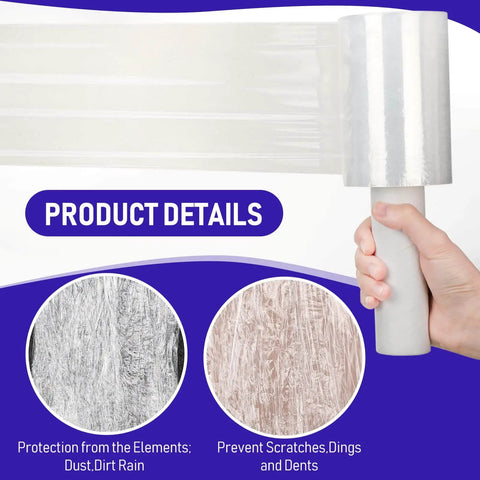 Clear Stretch Wrap 20 Roll Bundle 5 Inch By 800 Feet Heavy Duty 80 Gauge Plastic Wrap With Handle for packing moving furniture