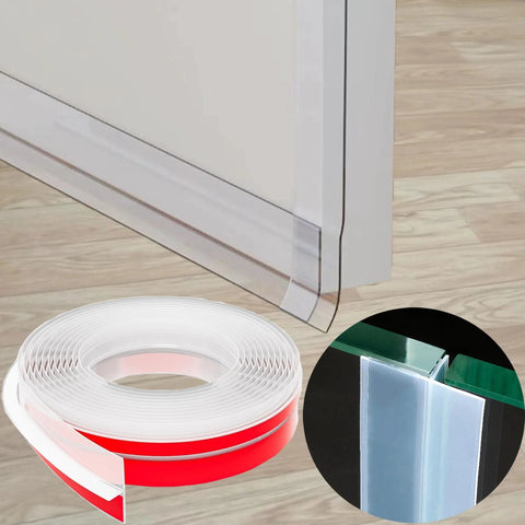 T-shaped door draft stopper strip, clear silicone weather seal, 1.37in wide x 20ft roll for side door frame