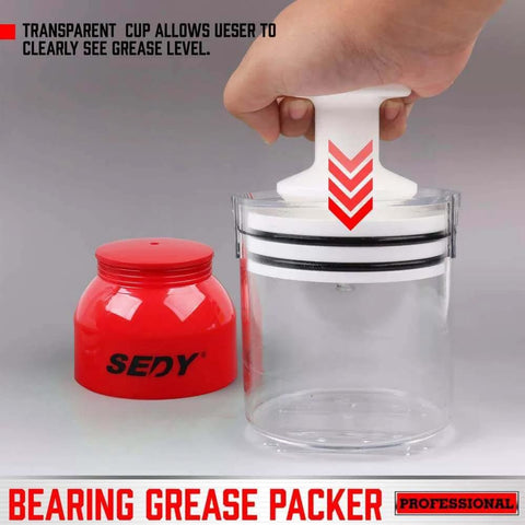 Premium Bearing Packer Kit with transparent cup and grease container, Handy Wheel Bearing Packer Tool Portable Wheel Bearing Grease Packer