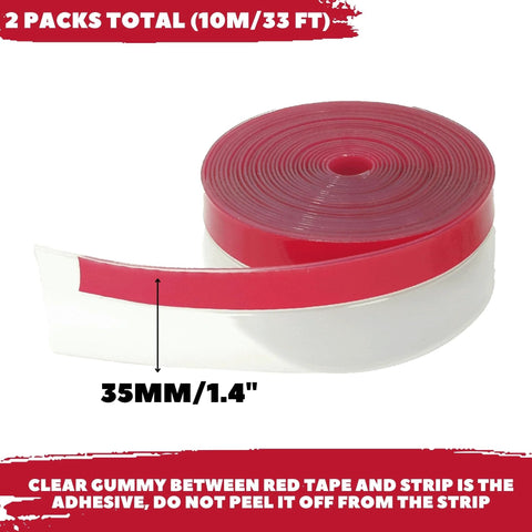 Brandzini clear weather stripping tape, silicone door draft seal, 35mm wide, 10m total, 2 packs