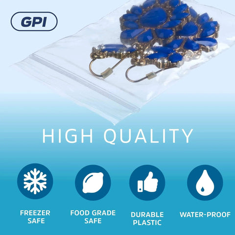 Clear Plastic Reclosable ZIP Bags 2 Mil 2x3 Inch Case of 100 with jewelry inside showcasing durability and versatility for storage.