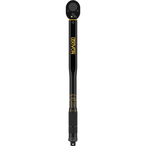Click Torque Wrench, Half Inch Drive, 10 To 150 Foot Pounds And 13.6 To 203.5 Newton Meters, Pre Calibrated To Four Percent Accuracy