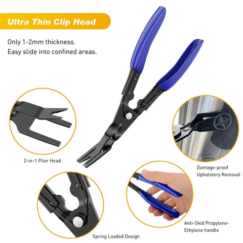2-in-1 nylon pliers from 19 Piece Trim Removal Tool Set With Clip Pliers And Upholstery Remover Nylon Auto Panel Removal Kit