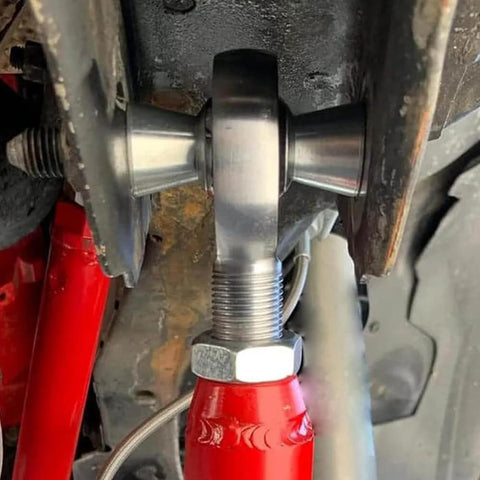 1.25 inch Heim Joint Rod End Kit installed in suspension setup with chromoly rod ends and jam nuts