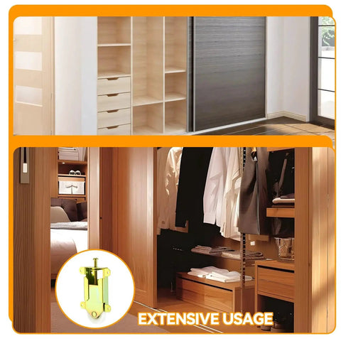 Four Pcs Sliding Mirror Closet Door Rollers Replacement Kit installed in wardrobe showing metal and nylon construction