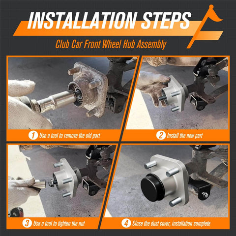 Front Wheel Hub Assembly With Dust Cover For Club Car DS And Precedent Golf Carts 2003 And Up installation steps