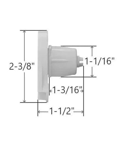 Side view of Clutch R Series with Bead Stopper (White, R8-1 1/8" Tube) with dimensions shown in inches.