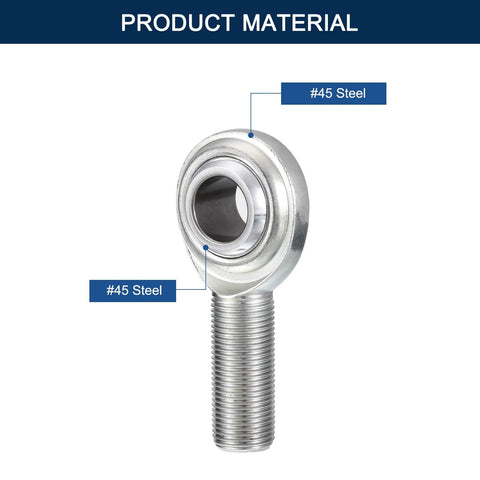 CM6 rod end bearing heim joint kit, 3/8 inch bore with 3/8-24 right hand male thread, forged steel body, hardened bearing ball, close-up view