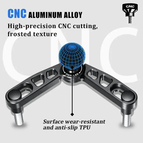 CNC Aluminum Ball Base Mount with 1-inch RAM ball, front view showing high-precision CNC cutting and anti-slip TPU surface.