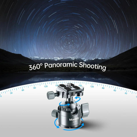 Low Profile 36mm CNC Aluminum Ball Head For Tripod And Monopod 360 Degree Panorama With Dual U Shaped Slots for panoramic shooting