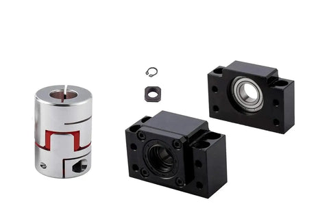 16mm Lead Ball Screw Kit SFU1610 components including flexible coupler and end supports BK12 BF12 for CNC Machines