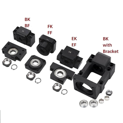 20mm Ballscrew Kit SFU2005 RM2005 components, including BK/BF15 Bearing End Supports and coupler for CNC machine setup