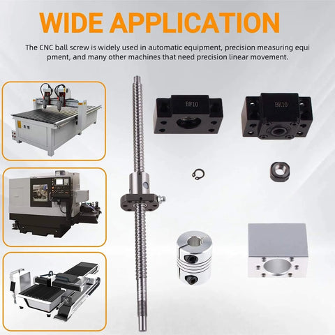Image showing Ballscrew kit sfu1204 300mm + set bk/bf10 kit + 1204 ball screw rm1204 l300mm(11.8 inch) and CNC machine application