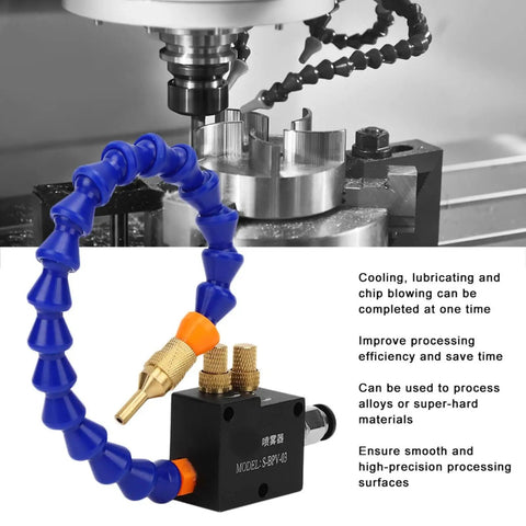 Pro Grade Universal Coolant Lubricant Sprayer System for CNC Lathe and Milling Machines Kit, showing mist lubrication nozzle