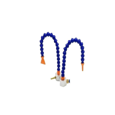 Cooling Oil Mist Coolant System For CNC Machines, automatic lubrication spray device with dual blue flexible hoses