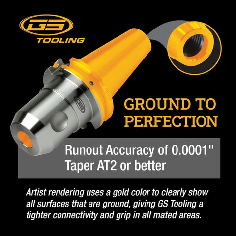 Cat50 End Mill Holder With Direct Coolant Three Eighths Inch Hole Diameter Two Point Five Inch Projection Taper Shank CAT50 Nose