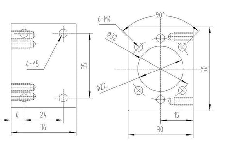 Technical drawing of ball screw CNC parts SFU1605 with key measurements for CNC axis and anti-backlash setup support