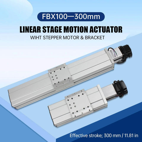 RATTMMOTOR FBX100 heavy CNC linear actuator kit with enclosed aluminum stage and NEMA23 stepper motor, 300mm stroke