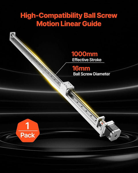 Motorized CNC Linear Guide Stage With 1000 Mm Stroke Ball Screw, 16 Mm Diameter, Built In Nema 23 Stepper Motor, High Precision Linear Actuator