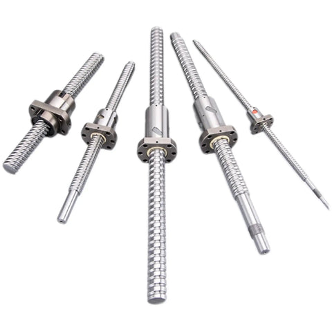 Group of SFU2005 ball screw nuts with 5mm lead, featuring steel construction and 4 ball circuits, ideal for CNC and 3D printing.