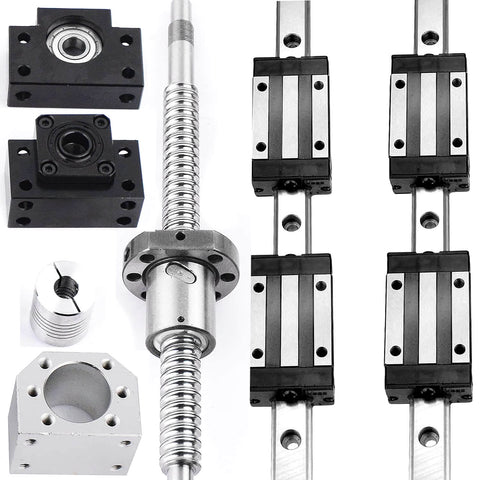3 Pack CNC Linear Motion Kit with 2pcs HGR20 500mm Linear Guide Rails and 4 HGH20CA Blocks plus RM1605 500mm Ball Screw Set