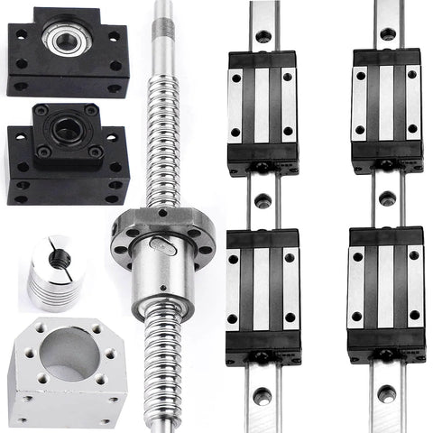 3 Pack CNC Linear Motion Kit with 2pcs HGR20 600mm Linear Guide Rails and 4 HGH20CA Blocks plus RM1605 600mm Ball Screw Set