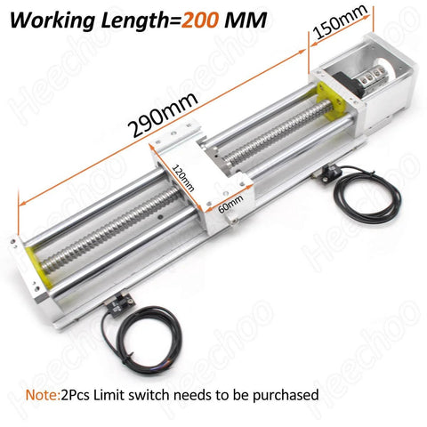 Top view of CNC Linear Motion Rail Guide 200mm Stroke Ball Screw Electric Linear Stage Actuator with Dust Cover for Nema23 Stepper Motor X Axis CNC Router