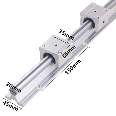 CNC Linear Rail Kit SBR20 with 2pcs 500mm Rails & 4pcs SBR20UU Square Blocks, 20mm Supported Linear Guide System for CNC Machines