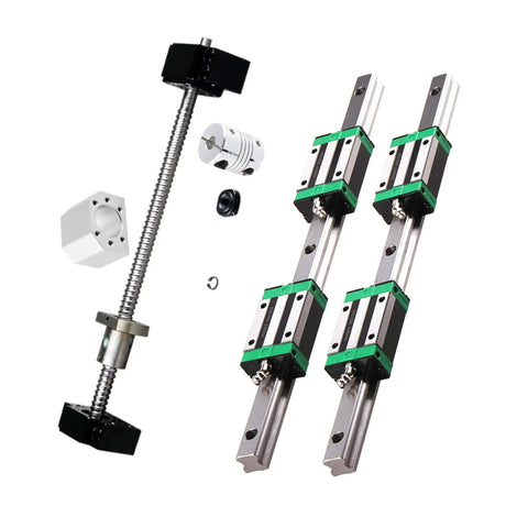 Two 700mm HGR20 Linear Guide Rails with RM1605 700mm Ballscrew Kit, BF12 BK12 End Supports, DSG16H Nut Housing, Coupling, Slide Blocks
