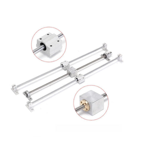 Threaded backlash vertical support screw linear shaft guide set 2mm pitch 2mm lead t8 lead screw dual optical axis with sc8uu slider