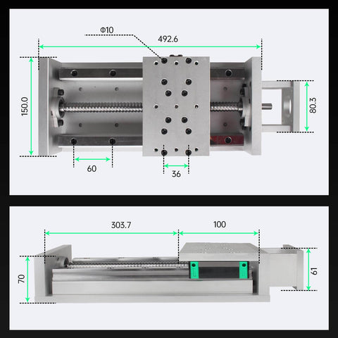 300mm/11.81" Stroke CNC Linear Stage Motion Actuator X/Y/Z Axis Cross Sliding Table, Double Linear Slide Rail Guide, Ballscrew