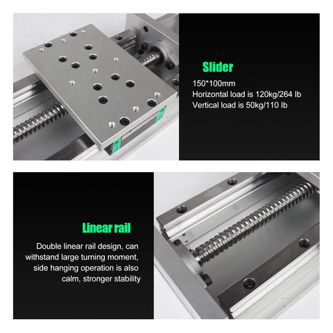 300mm/11.81" Stroke CNC Linear Stage Motion Actuator X/Y/Z Axis Cross Sliding Table with SFU1605 Ballscrew and Dual Rail Design