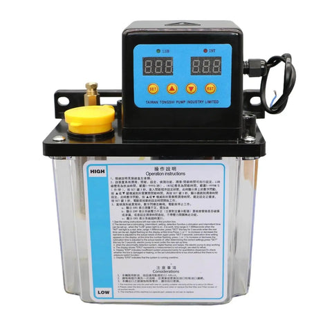 Lubrication Pump System Pro Grade, 1L Or 2L Capacity, 6mm Fittings, front view showing control panel and gauge for CNC machine tool