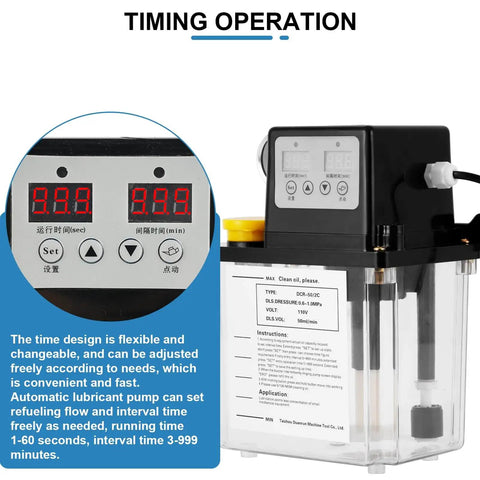Automatic Lubrication Oil Pump For CNC Machines With 0 To 1.6 MPa Pressure Gauge And Low Oil Alarm, digital control display with timing adjustments