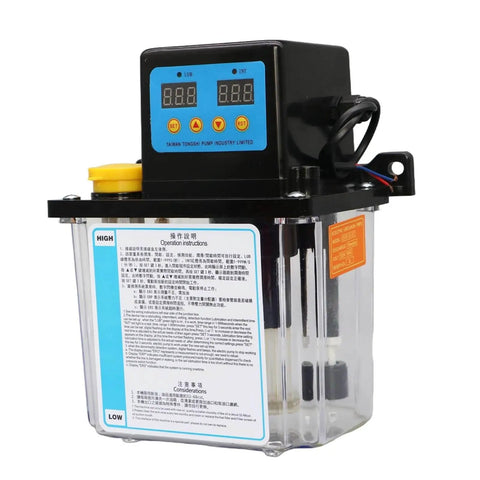 Plug And Play Ready CNC Lubrication Pump System, 1L capacity, electromagnetic automatic oil pump for CNC engravers, side view