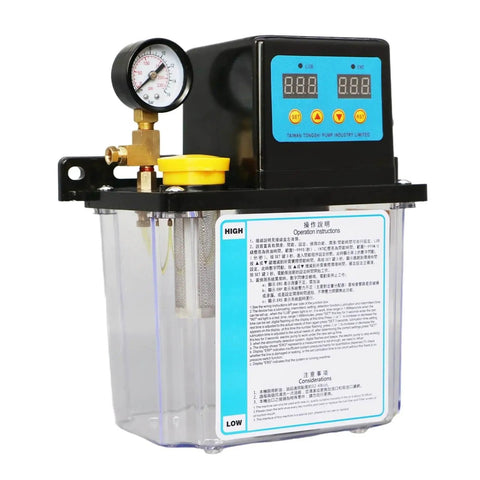 CNC Lubrication Pump System Kit For Milling Machines 1L Or 2L Capacity Dual Voltage 110V 220V 4mm And 6mm Feed Lines with Gauge