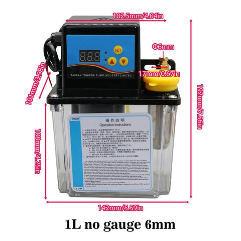 CNC Lubrication Pump System Kit For Milling Machines 1L Or 2L Capacity Dual Voltage 110V 220V 4mm And 6mm Feed Lines Automatic Grease Pump