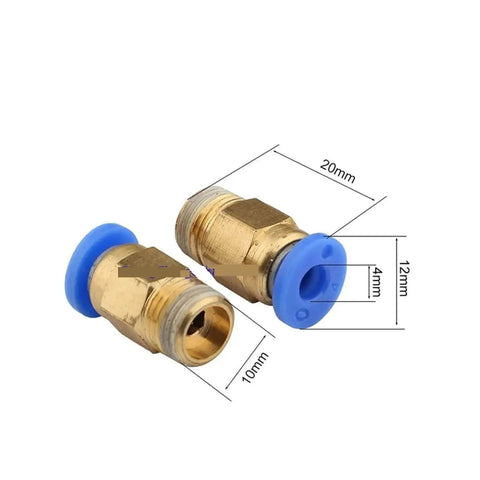 Brass fitting for Multiway Lubrication Distribution Valve For CNC Machines, Adjustable Oil Distributor with dimensions marked.