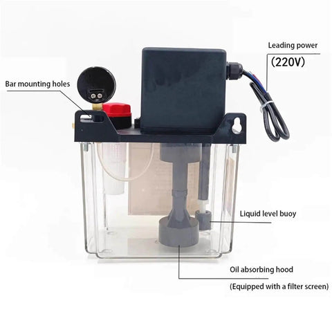 Electric Pump For CNC Lathe And Machine Tools Lubrication Pro Grade Automatic Oil Pump Electromagnetic Pump showing parts labeled