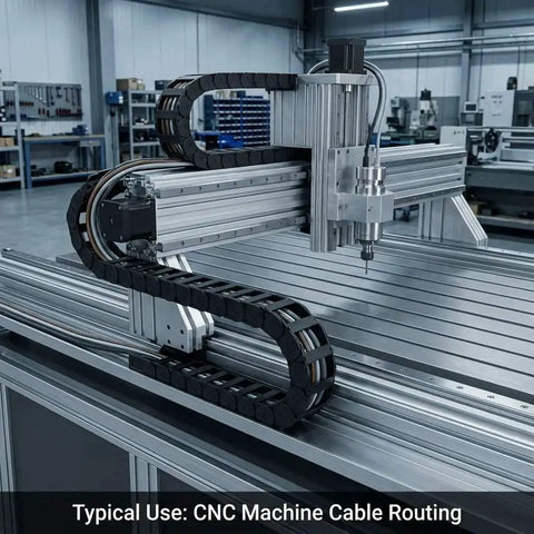 Semi Enclosed Cable Drag Chain Wire Carrier 2 Pack Reinforced Plastic 1 Meter Length Inner 18x50 mm Outer 23x58 mm CNC machine use