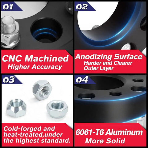 Forged 6x5.5 Inch Wheel Spacers 1 Inch Thick Adapters CNC machined anodizing surface 6061-T6 aluminum material details