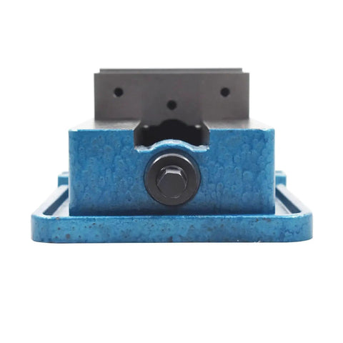 Front view of High Precision Machinist Vise 3 In By 2.95 In For CNC Milling Machines Without Base Clamp showing blue metal design