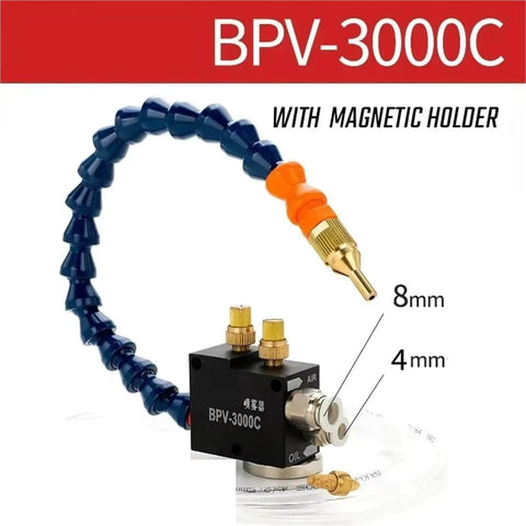 Mist Coolant Lubrication Spray System for CNC Lathes Mills Drills and Engraving Machines 8mm Pipe Cooling with Magnet Pneumatic Sprayer