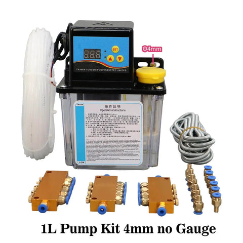 Automatic CNC Lubrication Pump System Kit For CNC Machines And Lathes Dual Voltage AC110V AC220V 1L 4mm fittings