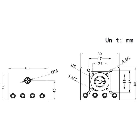 Technical diagram of 1PCS 200mm Length Effective Travel Dual Optical Axis Guide Ballscrew SFU1605 with NEMA23 Stepper Motor dimensions