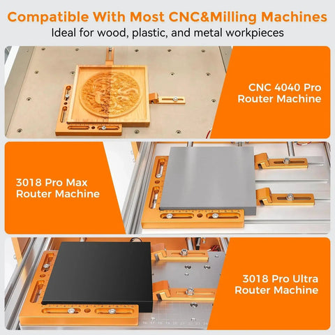 CNC Workpiece Positioning Fixture For Vise And Clamps On T Slot And Perforated Tables installed on various CNC machines