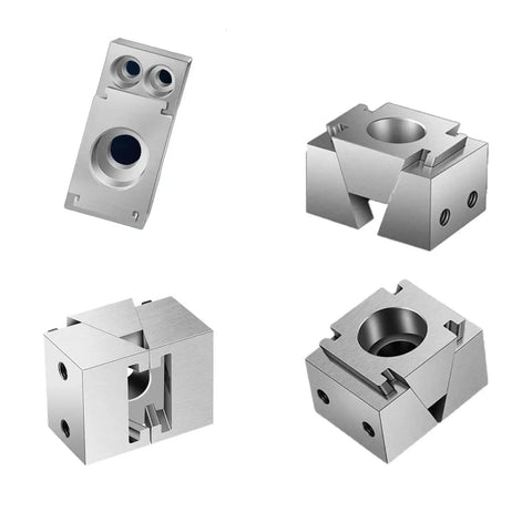 Heavy Duty 2 Pack CNC Stop Block Kit with push and pull action cam clamps for workbench milling, side view of metal components.