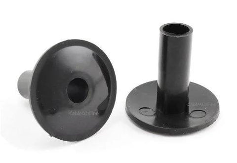 CablesOnline CM-301K-10 coaxial cable feed-through wall protector bushings, two pieces, front and side views