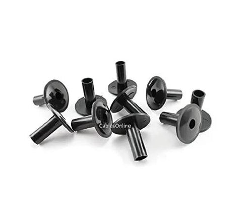 CablesOnline CM-301K-10 coaxial cable feed-through wall protector bushings, black plastic, 10 pieces