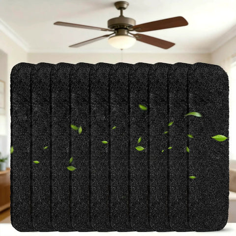 10 Pcs Activated Coconut Shell Carbon Ceiling Fan Filters For Blades, Unscented Air Purifier Pads In Indoor Room
